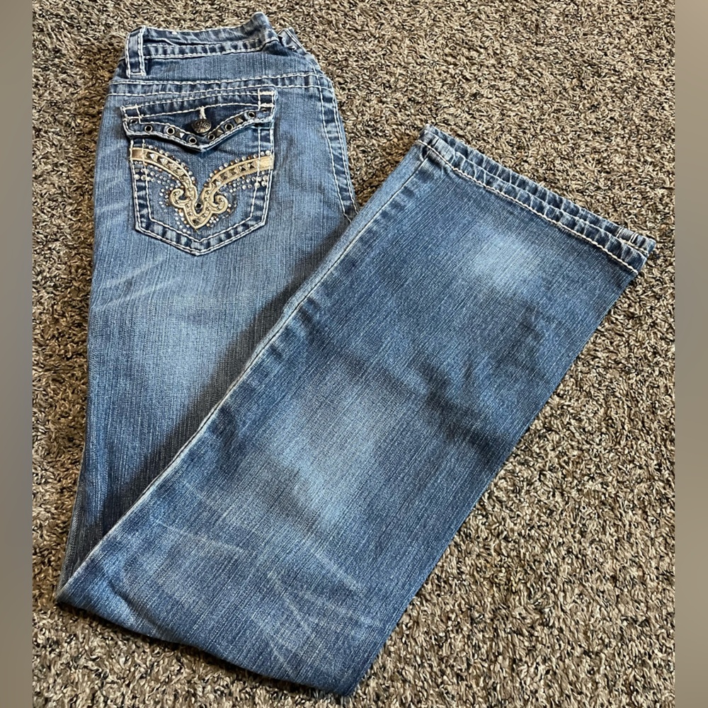 Cello Blue Boot Cut Jeans with Vintage Wash